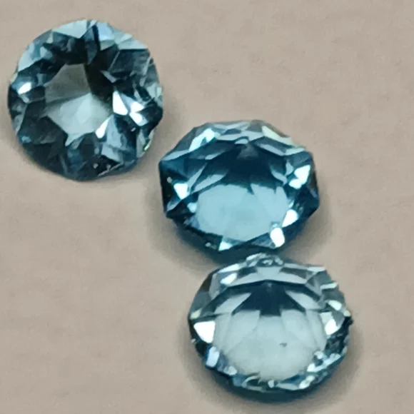 30$ Gemstones Aquamarine Blue Loose Trio Round Brilliant Cut Flawless AAA - Picture 6 of 7